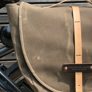 Waxed canvas pannier / bicycle bag with flap, bike accessories image 5