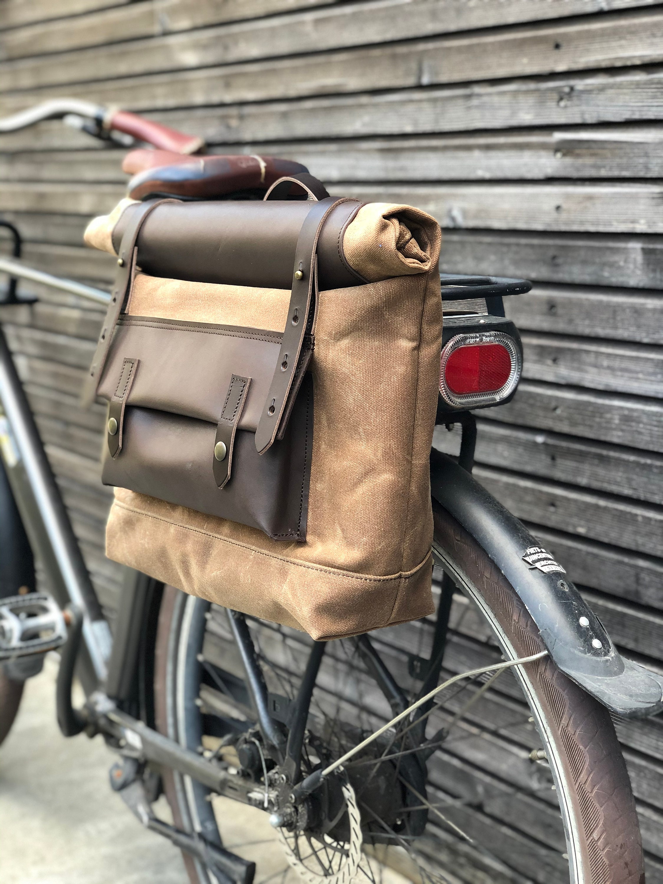 Motorcycle bag in waxed canvas leather Super73 Ebike bag Etsy