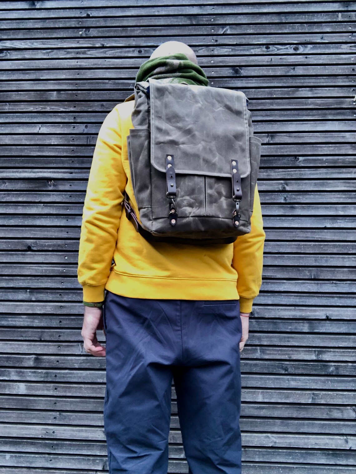 Waxed Canvas Backpack Medium Size / Hipster Backpack With Etsy