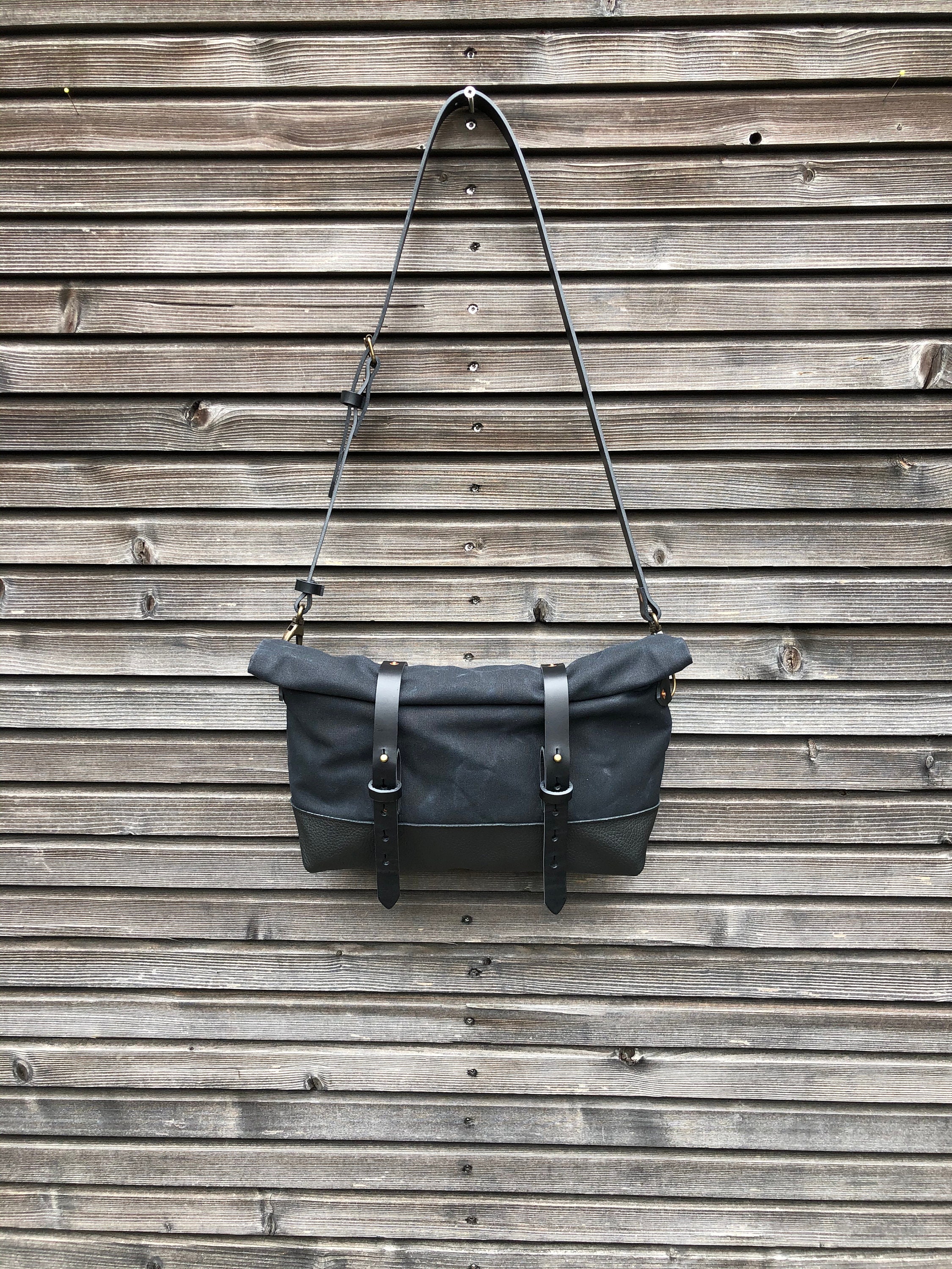 メッセンジャーバッグ Wax canvas leather Oil Wax Canvas Leather Crossbody Bag Unisex 2024 New Vintage
