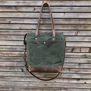 Waxed Canvas Tote Bag / Office Bag With Leather Bottom Handles and ...