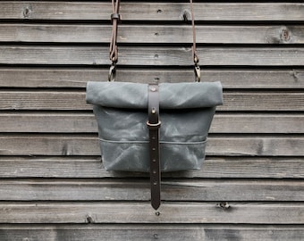 Waxed canvas day bag / small messenger bag / canvas satchel