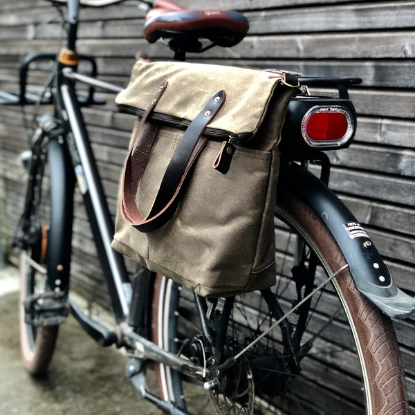 Wasserdichte Fahrradtasche aus gewachstem Canvas mit Reißverschluss und Cross Body Strap Fahrradzubehör