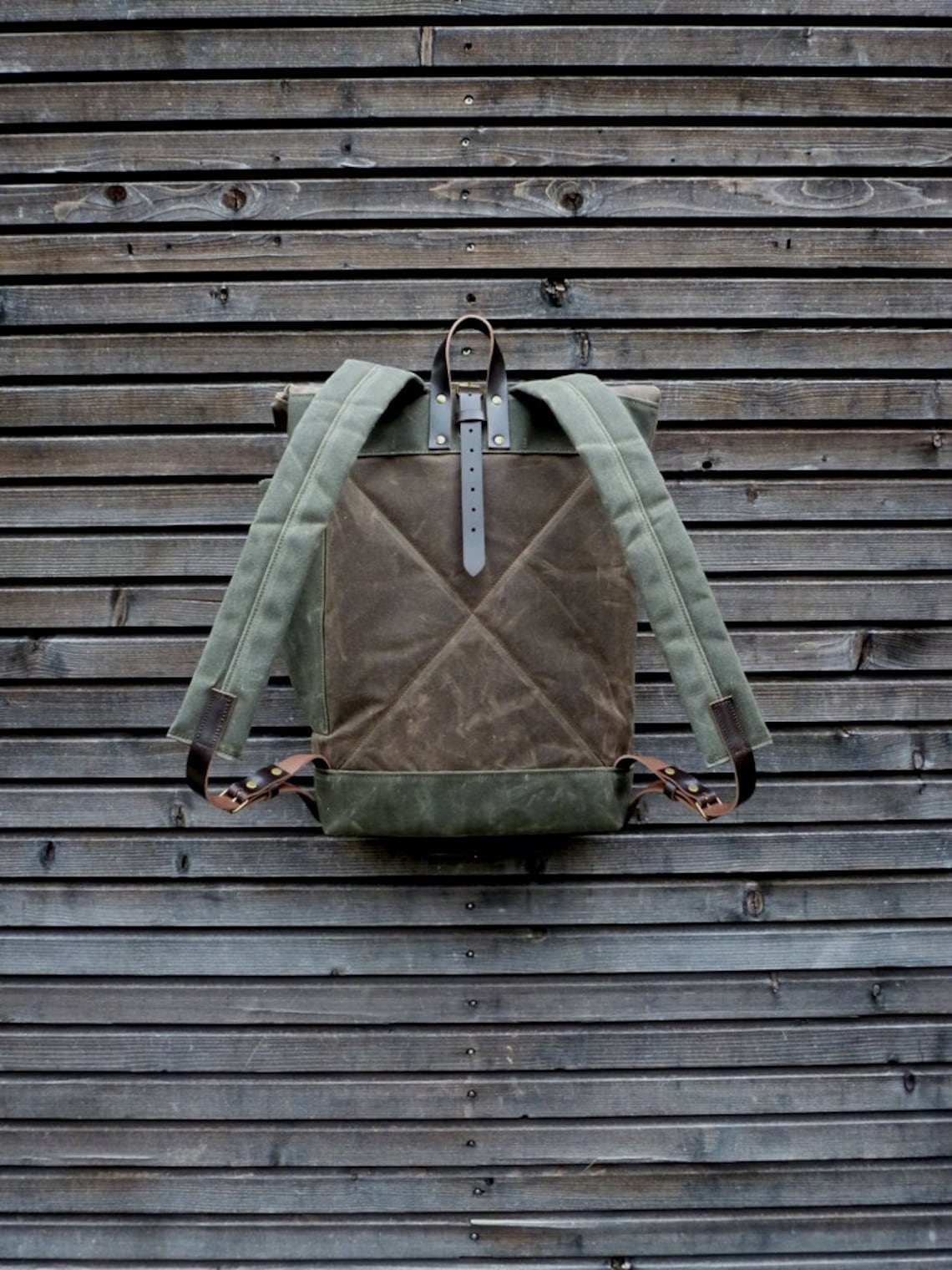 Waxed Canvas Rucksack / Waterproof Backpack With Roll up Top Etsy UK