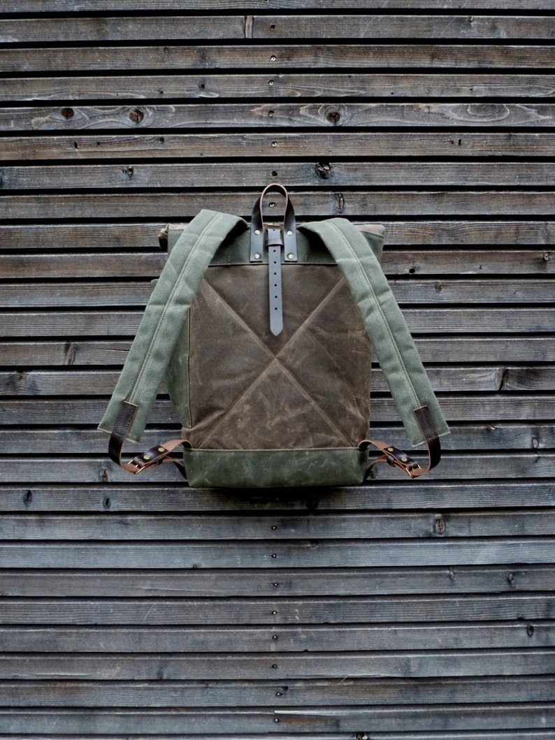 Waxed Canvas Rucksack / Waterproof Backpack With Roll up Top Etsy UK