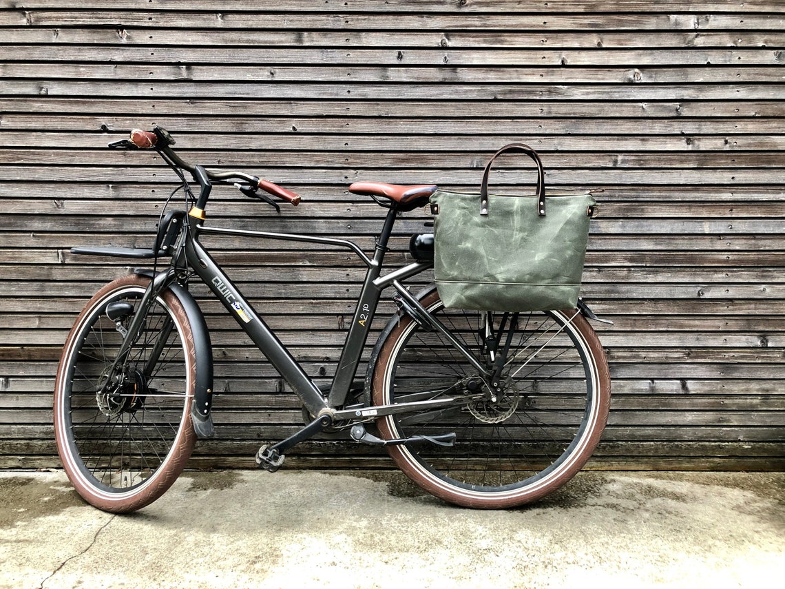 Waxed Canvas Pannier / Bicycle Bag With Zipper Closure / Cycle Etsy