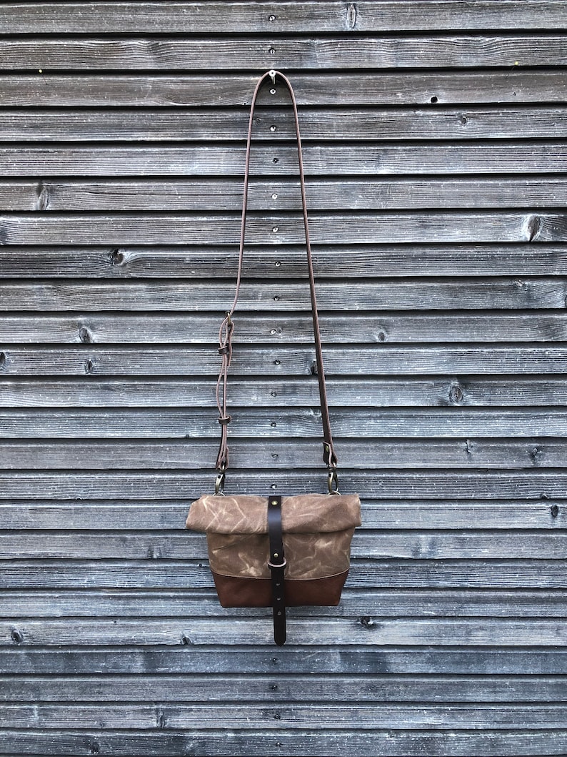 Waxed Canvas Day Bag / Small Messenger Bag / Canvas Satchel | Etsy