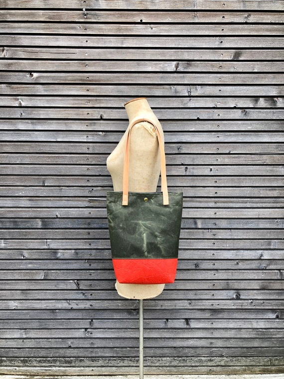 Waxed Canvas and Piñatex™ Tote Bag Eco Friendly Simple Tote - Etsy