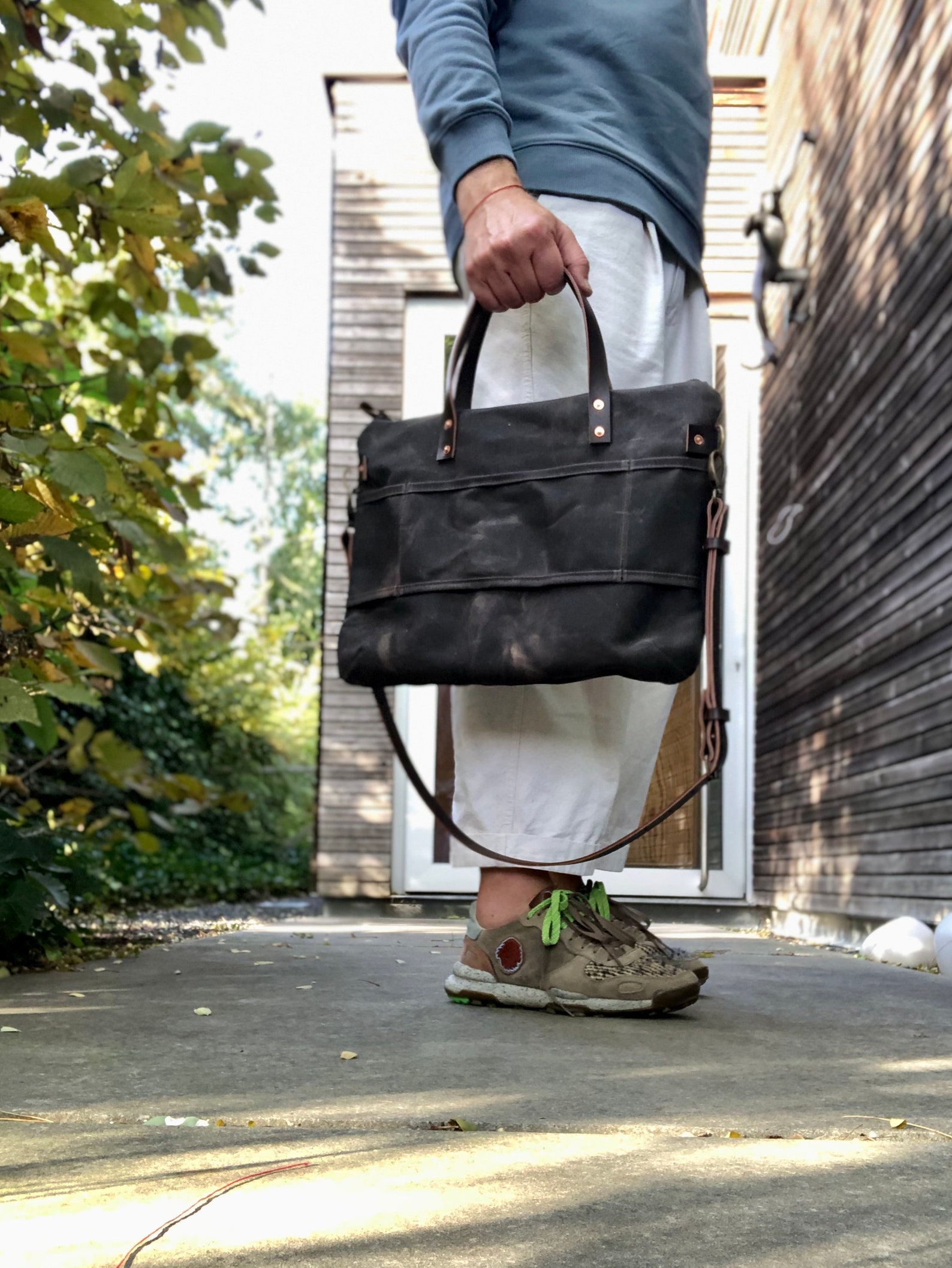 Briefcase in Waxed Canvas and Leather COLLECTION UNISEX Etsy