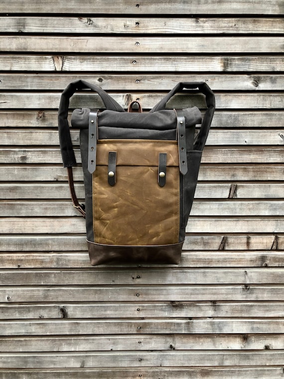 Waxed canvas roll top backpack sale