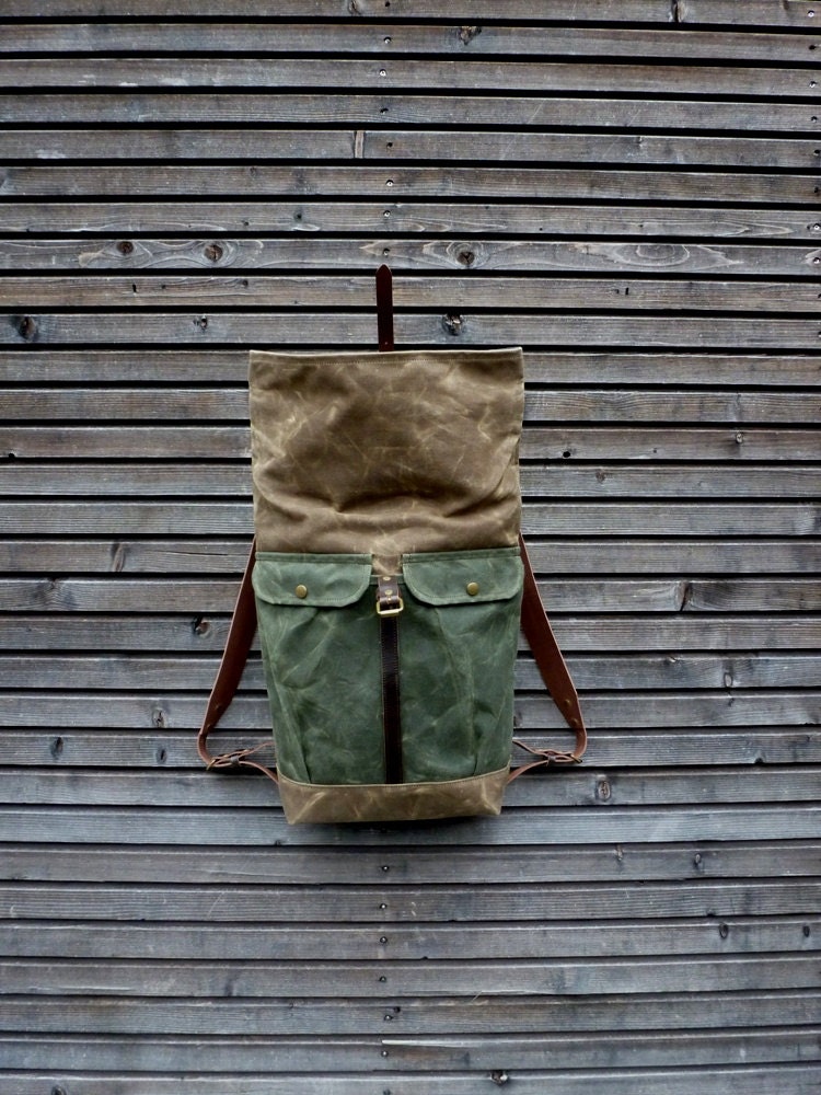 Waxed Canvas Backpack With Roll to Close Top and Vegetable Etsy