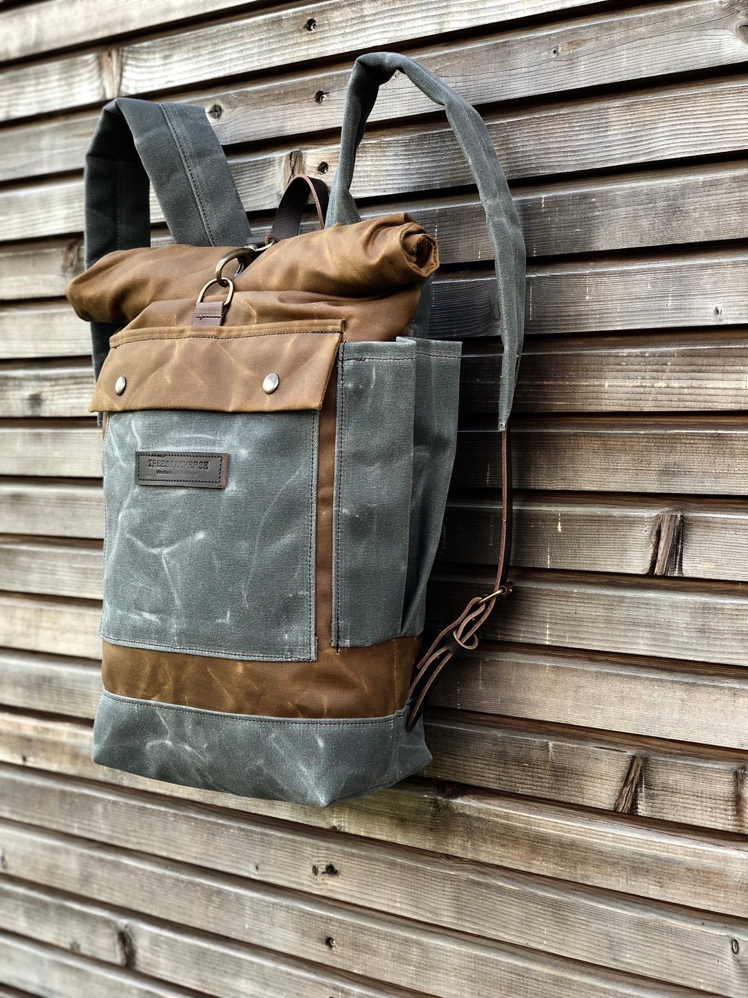 Waterproof Waxed Canvas Backpack / Medium Size Backpack With - Etsy