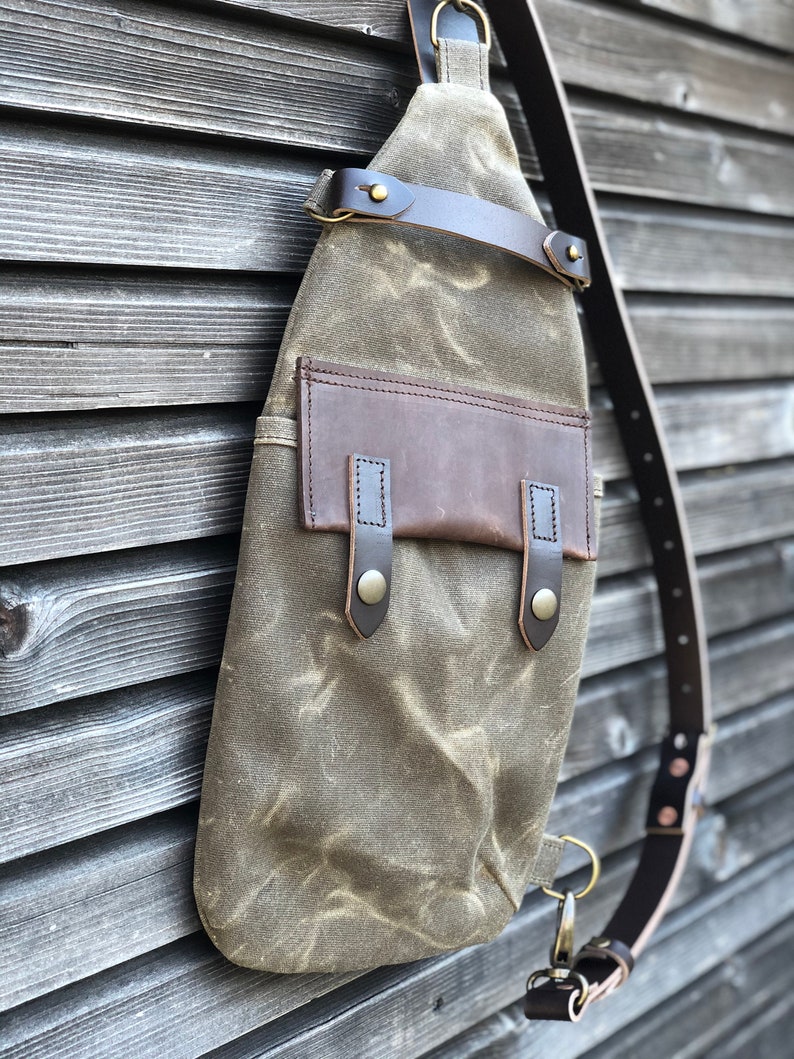 Field Tan Waxed Canvas Sling Bag / Fanny Pack / Chest Bag / Etsy