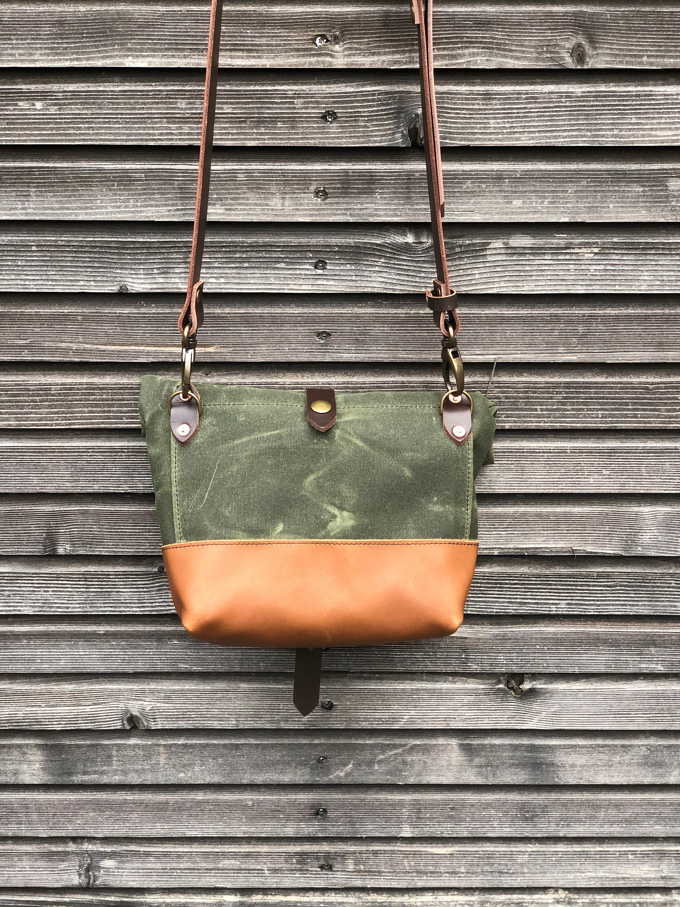 Waxed Canvas Day Bag / Small Messenger Bag / Canvas Satchel