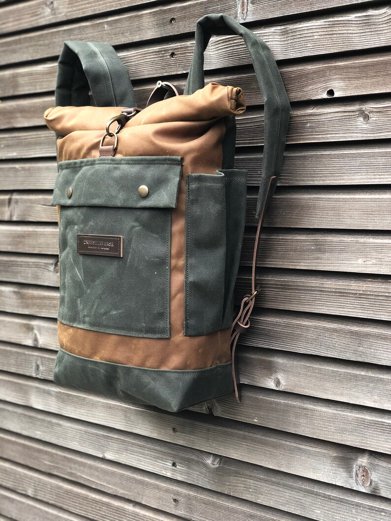Waxed Canvas Rolltop Rucksack / Medium Size Backpack / Etsy