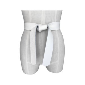 White leather belt Soft leather 1 1/2&quot; Tie belt Raw edge Seamless Cowhide Strap Belt Sash Women Light coat belt Basic Collection