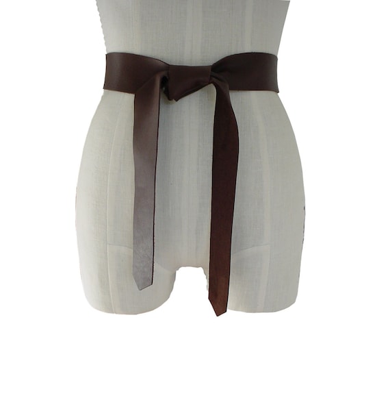 Soft Leather Tie Belt in Brown Everyday belt Fashion belt for Women Coat belt replacement Raw Edge Goatskin or Seamless Cowhide Soft Leather Tie Belt in Brown Everyday belt Fashion belt for Women Coat belt replacement Raw Edge Goatskin or Seamless Cowhide