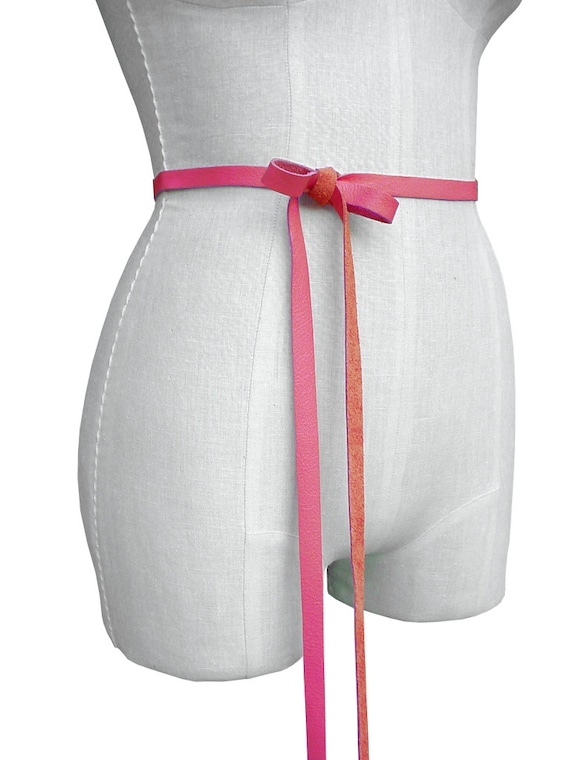 Skinny Belt, Pink Leather Bow Belt, 1/2" Leather Ribbon Belt, Wedding Dress  Belt, Leather Tie Belt, Baby Bump Belts, Preppy, Tie on Belt, - Etsy