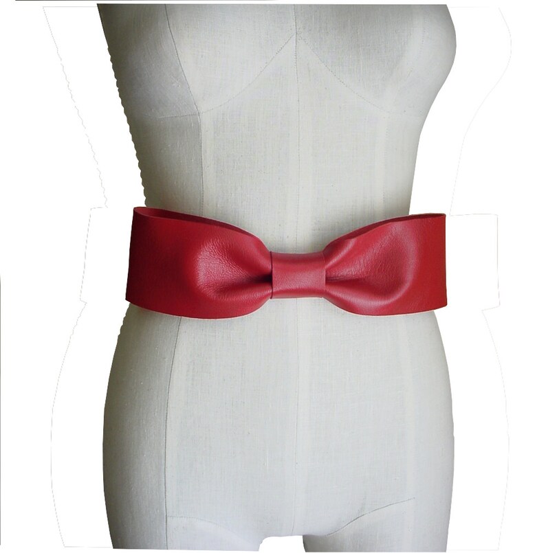 Red Leather Bow Belt Wedding Dress Belt Red Bow Belt Etsy