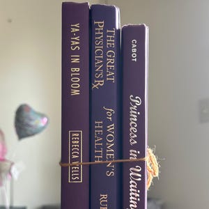 Decorative Purple Book Trio - Women&#39;s Health & Wellness Collection - Vintage Hardcover Bundle