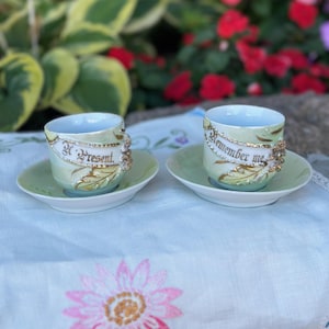 Antique “Present” & “Remember Me” Germany Demitasse Cup and Saucer Set