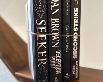 Black Hardcover Book Set | Silver Spine Decor, Modern Staging (Set of 4)