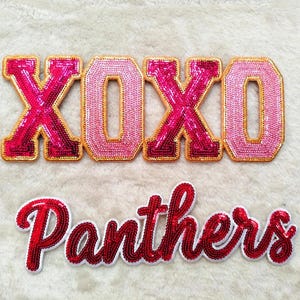 Parche de lentejuelas personalizado / Nombre o logotipo personalizado, termoadhesivo o cosido