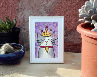 Cat Portrait Painting, watercolor art: Wilhelmina