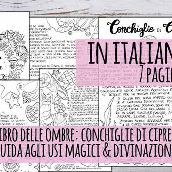 Libro delle Ombre: Conchiglie Magiche, IN ITALIANO, 7 pagine stampabili, Divinazione, folklore e usi magici