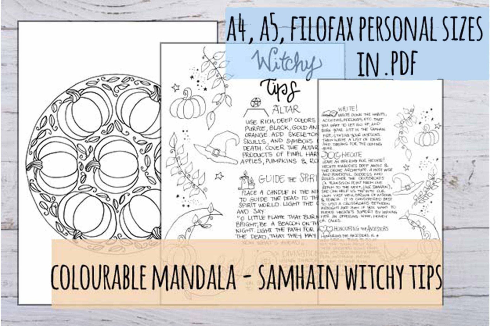 Samhain Celebration Printable Book of Shadows 7 Hand Drawn | Etsy