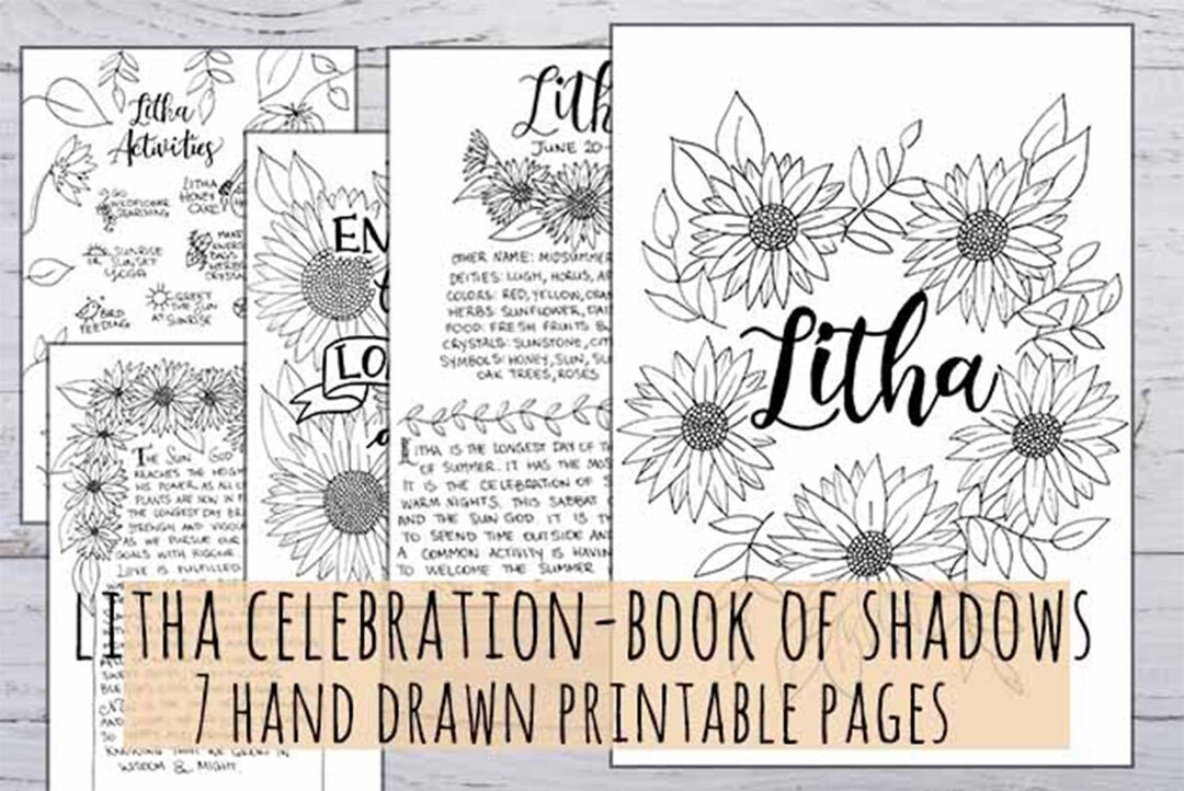 Litha Celebration! Printable Book of Shadows, 6 Hand Drawn Pages in 3 ...