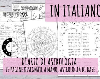 In Italiano: Astrology Journal - 15 pagine disegnate a mano - 3 dimensioni