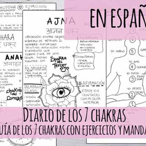 In Spanish: Chakra Journal, Printable! Learn the 7 Chakras, Journal, 22 printables handmade pages in 3 sizes in .jpg & .pdf
