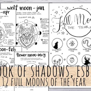 Book of Shadows Northen Hemisphere: 12 full Moons, Esbat Celebration image 1