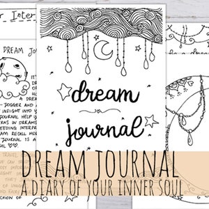 Dream Journal, Printable Dream Journal log, 8 handmade pages in 3 sizes in .pdf image 1