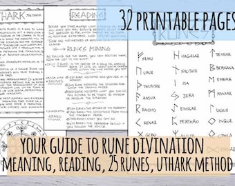 Book of shadows: your guide to rune divination, 25 runes with meaning and Uthark reading method 32 printable pages