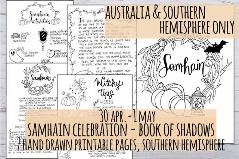 Australia & Southern Hemisphere Samhain Celebration Printable Etsy
