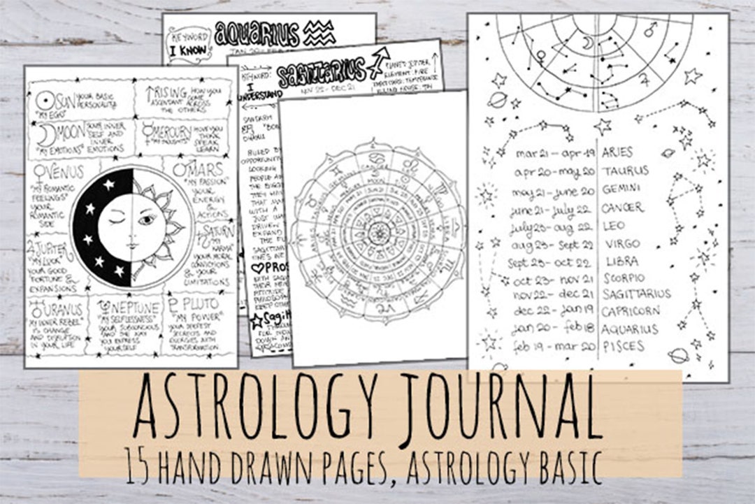 Astrology Journal Printable: Hand-drawn Zodiac Signs & Astro Cards (PDF ...
