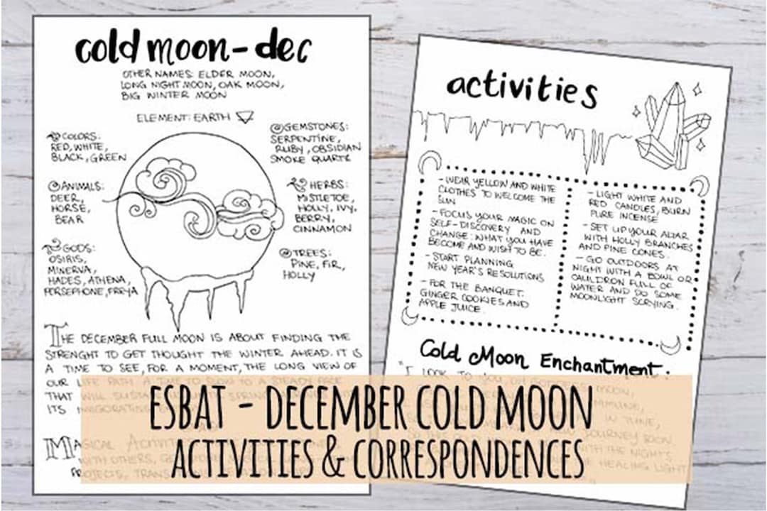 Esbat - December Full Moon Cold Moon Correspondences - Etsy