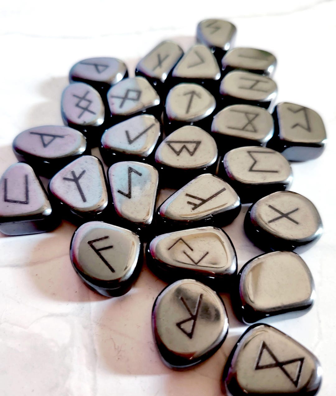 Handmade Metal Nordic Rune Set – Hematite-like – Laser Engraved With ...