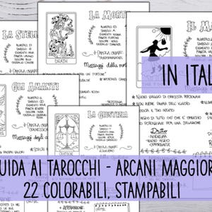 Guida ai Tarocchi, Arcani Maggiori stampabili in Italiano, con significato, corrispondenze, colorabili, 3 dimensioni