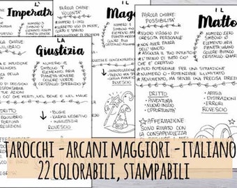 Tarocchi, Arcani Maggiori stampabili in Italiano, con significado, correspondenze, 3 dimensiones