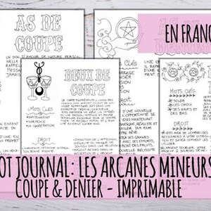 En Français: Tarot Journal - Arcanes Mineurs, première partie - Coupe & Denier - imprimables