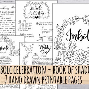 Imbolc Celebration! Printable Book of shadows, 7 hand drawn pages in 3 sizes