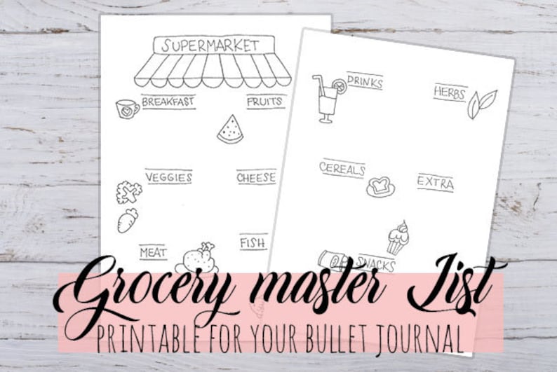 Grocery Master List: Bullet Journal Printable in 3 Sizes Pdf - Etsy