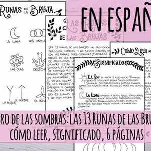 In Spanish: Book of Shadows - 13 Witches Runes with meaning, how to read, history, Printable in 3 sizes