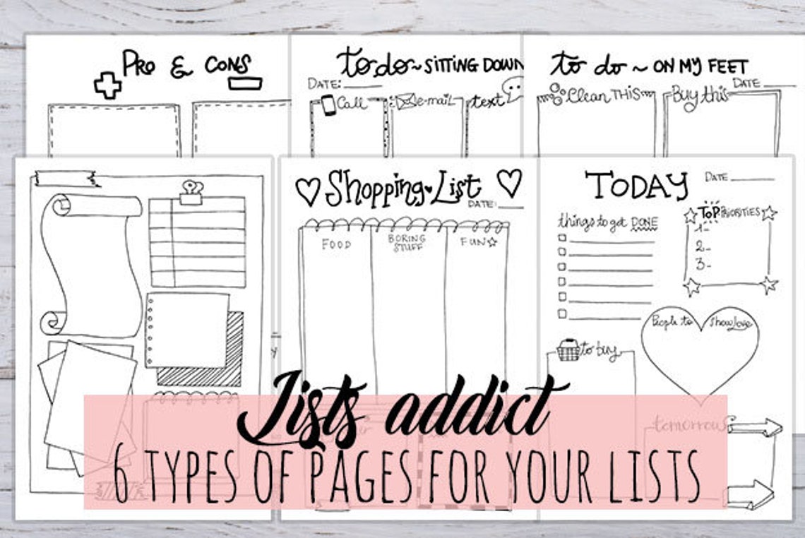 List for bullet journal printable | Etsy