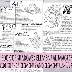 Book of Shadows – Elemental Magick | 11 Printable Pages | 4 Elements Guide + Spells