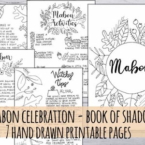 Mabon Celebration! Printable Book of shadows, 7 hand drawn pages in 3 sizes