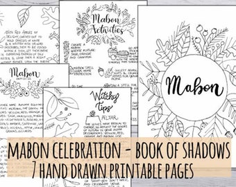 Mabon Celebration! Printable Book of shadows, 7 hand drawn pages in 3 sizes